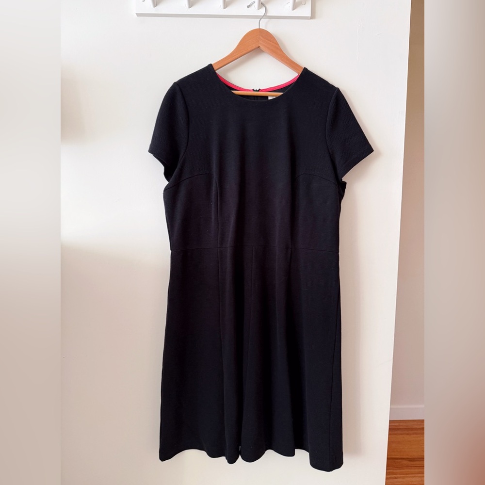 Boden Classic Black Ribbed Midi Dress Size 16